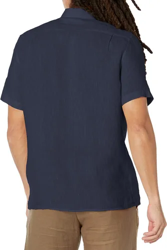 Vista 2 de Lacoste Camisa casual de lino de manga corta con botones y bolsillo frontal para hombre