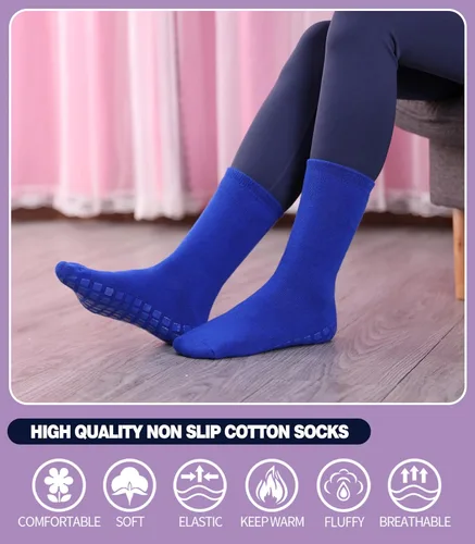 Vista 3 de MQELONG Calcetines de yoga antideslizantes con agarres para pilates, ballet, entrenamiento descalzo, calcetines atléticos, antideslizantes, 4 pares