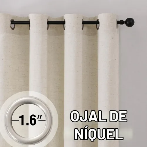 Vista 3 de H.VERSAILTEX - Cortinas de lino de 63 pulgadas de largo, juego de 2 paneles, cortinas de campo completamente filtradas de luz para privacidad