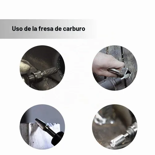 Vista 3 de Juego de fresas de carburo JESTUOUS de 1/4 de pulgada de diámetro extendido largo de doble corte 5 piezas