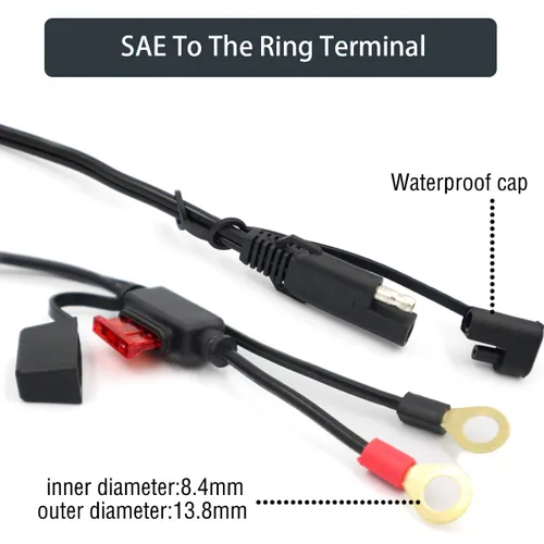 Vista 3 de iMESTOU Arnés de terminal SAE a junta tórica de 2 pines, enchufe de desconexión rápida, cable de carga de desconexión rápida SAE para motocicleta