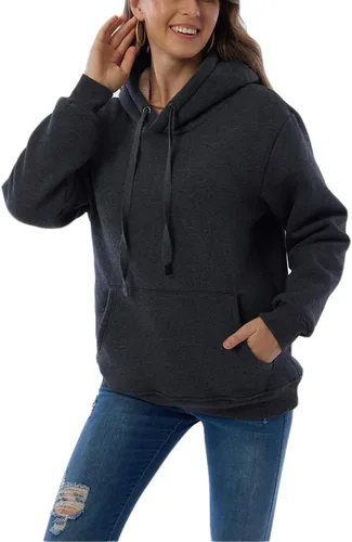 Vista 4 de Sudadera con capucha para mujer, forro polar, sherpa, para invierno, casual, ajuste holgado