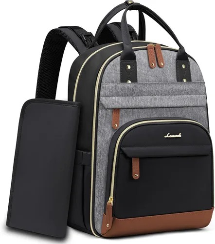 Vista 12 de LOVEVOOK mochila para pañales de gran capacidad, Beige Marrón Negro, Classic