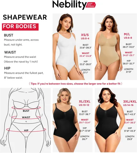 Vista 6 de Nebility Body moldeador de cintura sin costuras con cuello redondo y control de abdomen para mujer