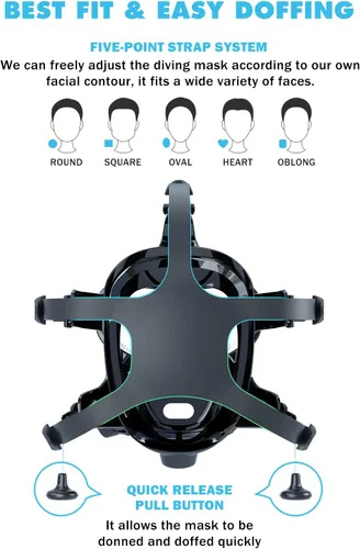 Vista 6 de SMACO Mini tanque de buceo con máscara de buceo de cara completa, S400 Pro 1L Mini tanque de buceo portátil botella de poni reutilizable hasta 20