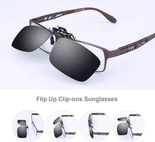Vista 6 de Cycling Sport Polarized Clip-on Flip up Metal Clip Sunglasses Lenses Glasses Unbreakable Driving Fishing Outdoor