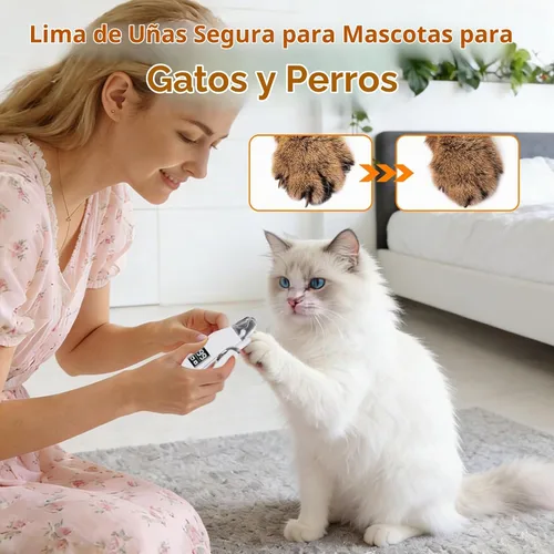 Vista 6 de Cortauñas 2 en 1 para perros y amoladora de uñas de perro, recortadora de uñas para perros con luces LED, recargable por USB, sensor rápido