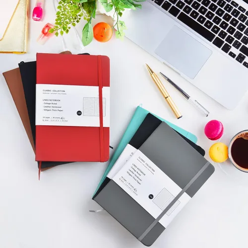 Vista 6 de Coopay 24 paquete de cuadernos de diario A5 a granel, 160 páginas, papel grueso de 100GSM, 21 x 14 cm tapa dura con líneas de cuero para escribir