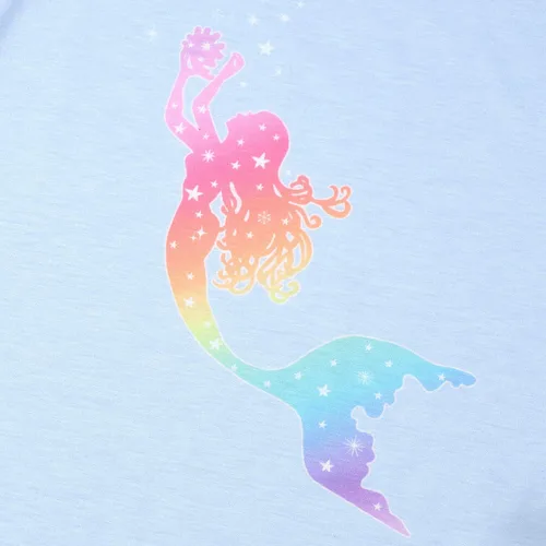 Vista 3 de Paquete de 2 pijamas de sirena con manga volada para niñas ropa de dormir de algodón
