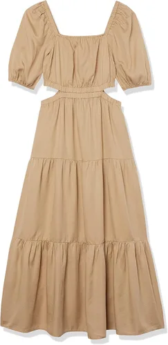 Vista 6 de The Drop Vestido largo Anaya con cuello cuadrado recortado y escalonado para mujer