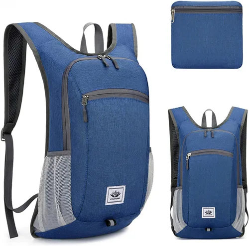Vista 11 de DOJUNS Mochila de senderismo de 15 litros, mochila de viaje pequeña, ligera, plegable, plegable, mochilas de campamento para mujeres y hombres Negro
