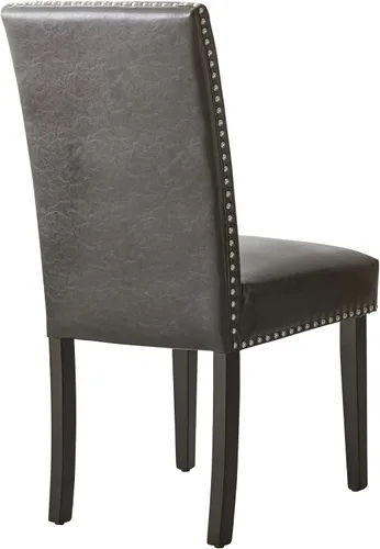 Vista 4 de Steve Silver Furniture Verano - Juego de 2 sillas laterales tapizadas grises, estilo contemporáneo, ribete de cabeza de clavo, asiento de espuma