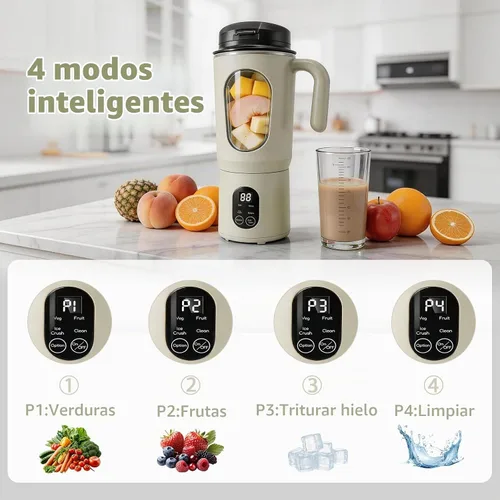 Vista 2 de Batidora portátil para batidos, 580ML USB-C recargable Juicer Cup (beige)