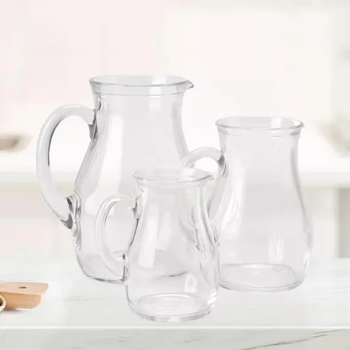 Vista 7 de Amici Home Roxy Glass Serving Pitcher with Handle & Spout - 34 Oz Clear Drinkware Jug for Water, Juice, Milk, Tea, or Cocktails - Italian Made