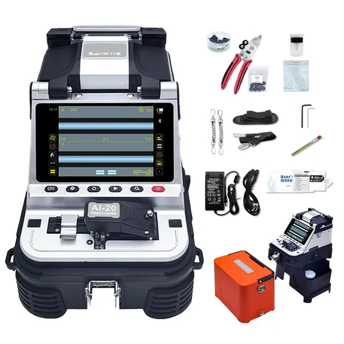 Vista 7 de SM&MM Empalmadora de Fusión de Fibra Óptica Inteligente Automática Máquina de Empalme por Soldadura con OPM y VFL y Kit de Cortadora de Fibra