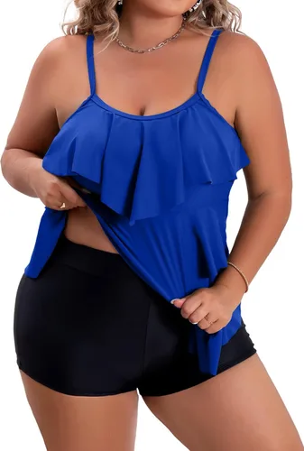 Vista 31 de B2prity Traje de baño tankini de talla grande para mujer, con control de 01