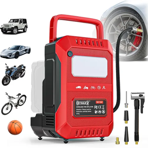 Vista 11 de DIYtoolifz 5X Faster 160PSI Air Pump Compatible with Milwaukee 18V Battery Rojo