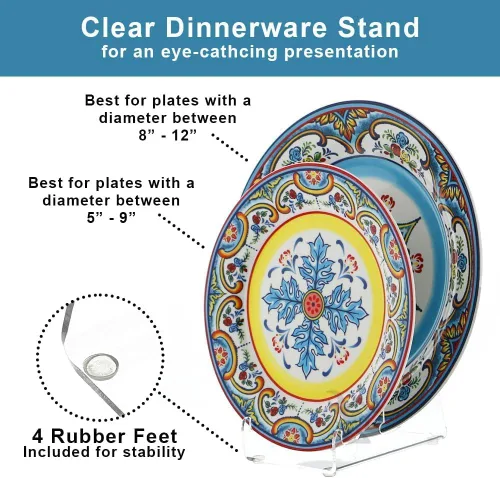 Vista 3 de OnFireGuy Soporte de exhibición de vajilla para utensilios de cocina, platos de porcelana y soporte de ajuste de lugar (paquete de 2, 2 niveles)