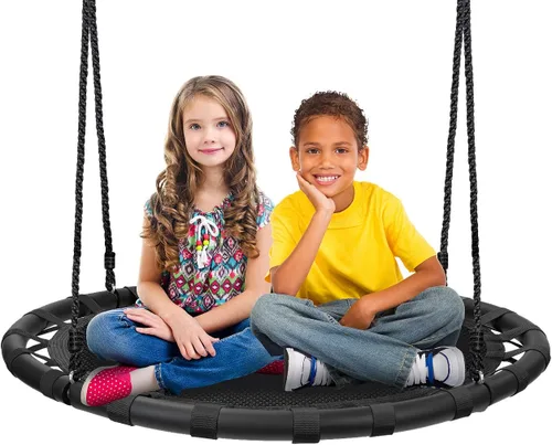 Vista 7 de Sorbus Saucer Swing, Heavy-Duty Outdoor Design (24 Inch, Black)