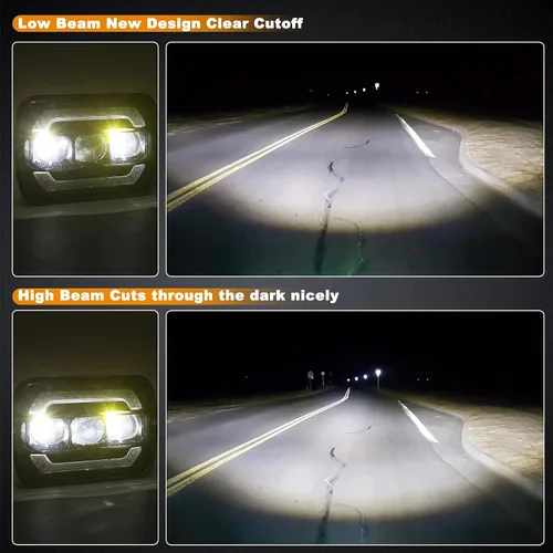 Vista 3 de Faros delanteros 5x7 7x6 H6054 con señal de giro amarilla blanca DRL para Jeep Wrangler YJ Cherokee XJ Ford Chevy GMC Toyota Nissan Pickup Truck