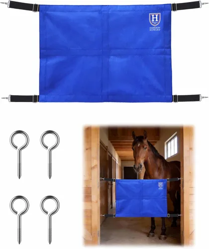 Vista 8 de Harrison Howard Protector de bloqueo para granero de caballos con correas ajustables y ganchos de resorte resistentes incluidos protector de parada