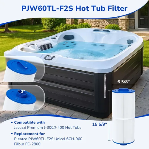 Vista 2 de Fil-fresh Filtro de bañera de hidromasaje 6000-383A, compatible con Jacuzzi J-300, J-400, filtro de spa que reemplaza a Unicel 6CH-960, 6541-383