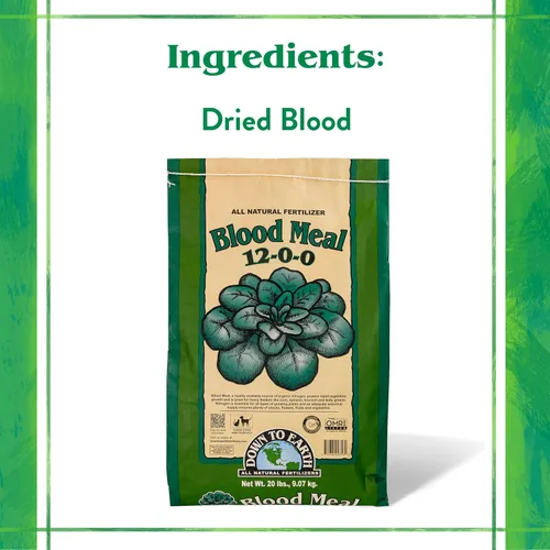 Vista 4 de Down To Earth All Natural Fertilizers Harina de sangre orgánica - Alimento vegetal con alto contenido de nitrógeno para crecimiento verde 12-0-0, 20