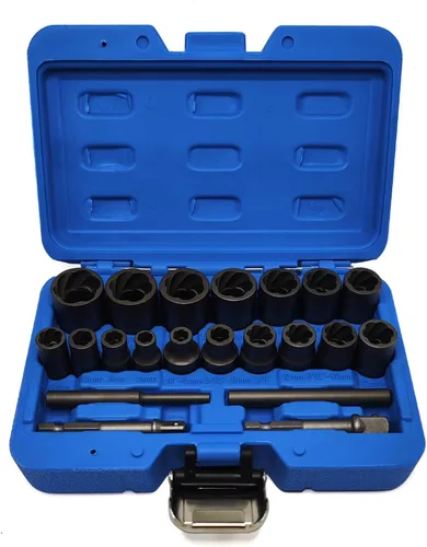 Vista 6 de Juego de 3 piezas de tuercas de tuerca giratoria, extractor de bloqueo de tuerca de rueda dañada de 1/2 pulgada, kit de herramientas de extracción