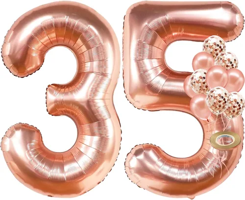 Vista 10 de KatchOn, Globos de oro rosa con el número 25, 40 pulgadas, decoraciones de cumpleaños de 25 para mujer, globos de cumpleaños de 25 años