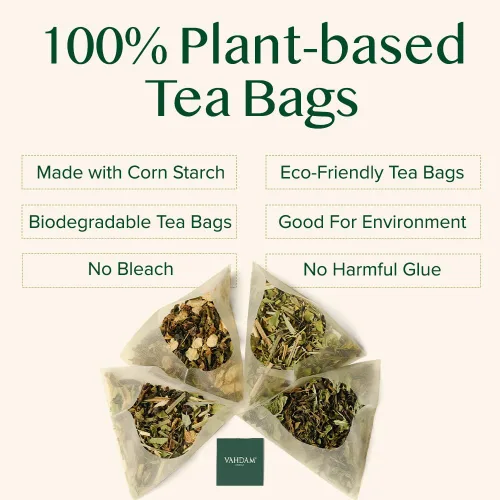 Vista 5 de VAHDAM - Bolsas de té negro Assam (100 unidades) con alto contenido de cafeína, sin gluten, bolsas de té de hojas sueltas enteras Fuertes