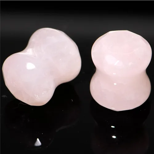 Vista 2 de Body Candy Calibre 00 Calibre Rosa Cuarzo Semiprecioso Piedra Facetada Doble Flare Ear Gauge Plug (1 Pieza), Piedra, natural, cuarzo rosa