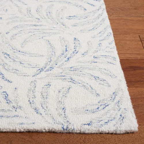 Vista 4 de SAFAVIEH Jardin Collection - Alfombra de pasillo, 2 pies 3 pulgadas x 8 pies, marfil y azul, mezcla de lana hecha a mano, ideal para zonas de alto