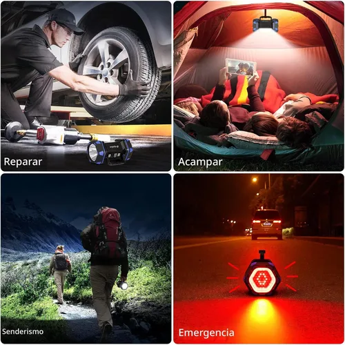 Vista 5 de Linterna de camping LED recargable, linterna de campamento de 1500 lm, 8 modos de luz, luces de campamento de capacidad 4800, luz de flash brillante