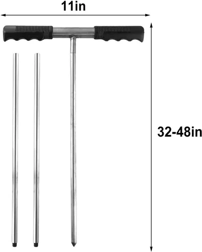 Vista 2 de Varilla de sonda de suelo de acero inoxidable de 32 a 48 pulgadas ajustable para localizar tuberías subterráneas de tanque séptico y herramienta