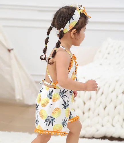 Vista 13 de UNICOMIDEA 6M-3T Traje sin espalda para bebé niña traje mameluco con diadema