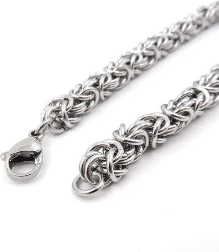 Vista 3 de Steelmeup Pulsera de cadena bizantina redonda de acero inoxidable unisex para hombres y mujeres de 0.236in 7 8 9 pulgadas, Metal
