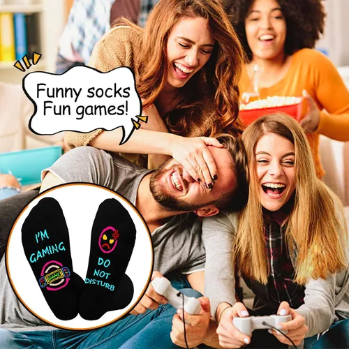 Vista 4 de Regalos para jugadores, calcetines divertidos para hombre regalo de cumpleaños para novio, adolescente, niños, papá, amantes de los juegos, Do Not