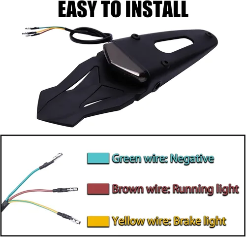 Vista 4 de DREAMIZER Guardabarros trasero negro ahumado 12V LED luz trasera lámpara de freno para motocicleta todoterreno Motocross Dirt Bike