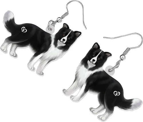 Vista 3 de BONSNY Aretes colgantes de acrílico, divertidos, adorables razas de perros, mascotas, hipoalergénicos, regalo de joyería para mujeres y niñas