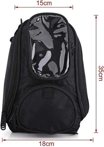 Vista 2 de Aramox Bolsa de motocicleta, negro universal motocicleta motocicleta montar fuerte aceite magnético combustible bolsa superior transparente, Popular