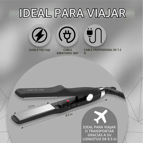 Vista 6 de CORIOLISS C Trip Mini Alisadores de cabello para mujer Titanio Plancha plana Profesional con control de temperatura (negro suave al tacto)
