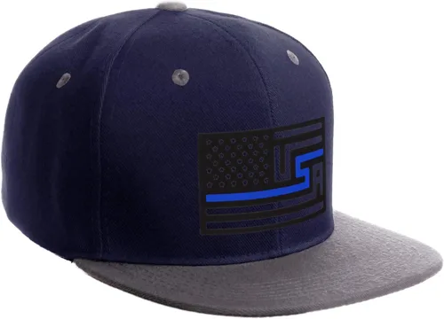 Vista 27 de I&W Hatgear Bandera de Rediseño de Estados Unidos Delgada Azul Línea Roja Soporte American Servicemen Sombrero El Snapback Línea Azul Delgada