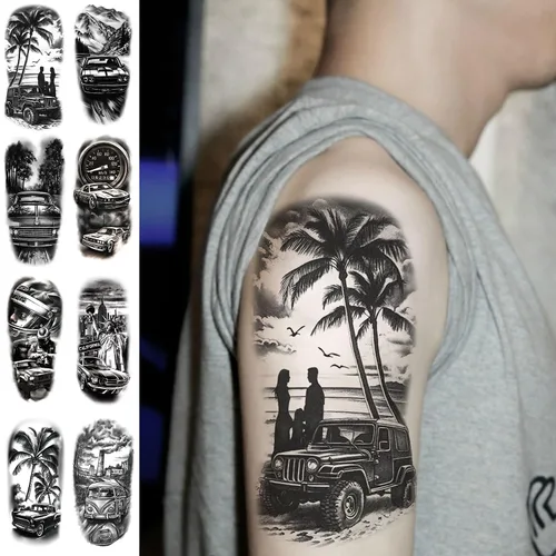 Vista 12 de 8 hojas de calcomanías falsas impermeables temporales para tatuajes temporales, más de 100 diseños bonitos para manos, fresa, serpiente, luna, hoja