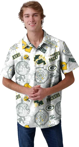 Vista 2 de FOCO Men's NFL Team Logo Floral Aloha Tropical Mercader Button Up Shirt