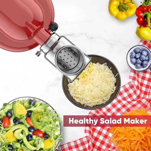 Vista 2 de Accesorio rebanador triturador de acero inoxidable para batidora de pie KitchenAid, máquina de ensalada con rebanadora de verduras