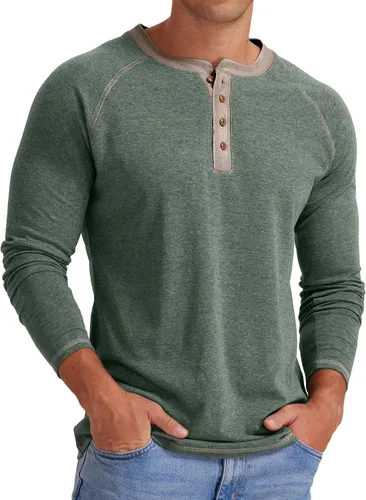 Vista 2 de Sailwind Camiseta de manga larga y corta para hombre Henley de algodón casual