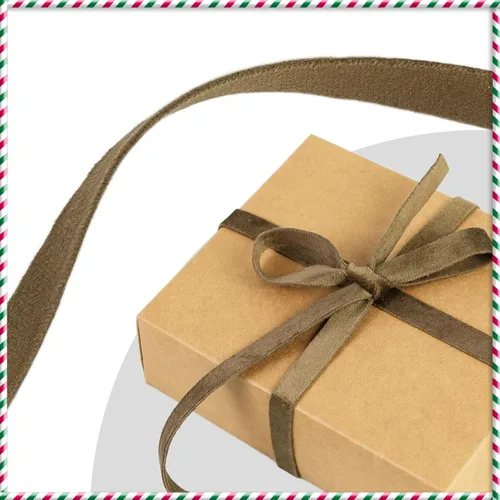 Vista 4 de Cinta de terciopelo de doble cara de 3/8 pulgadas, 10 yardas de cinta de terciopelo para decoración de coronas de Navidad, envoltura de regalos Camel
