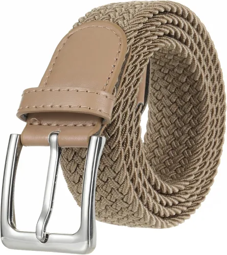 Vista 20 de Cinturón de golf trenzado elástico para hombres y mujeres de 1 3/8" Beige