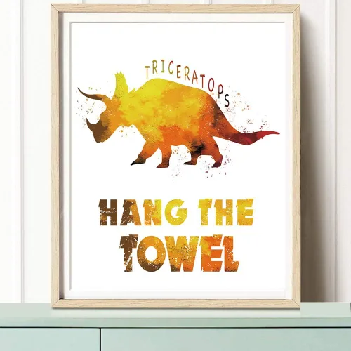 Vista 6 de CHIEN-CHI LILI Juego de 4 impresiones artísticas de dinosaurio para baño con frase motivacional para niños, niñas, hijas, hijo, sobrino, póster