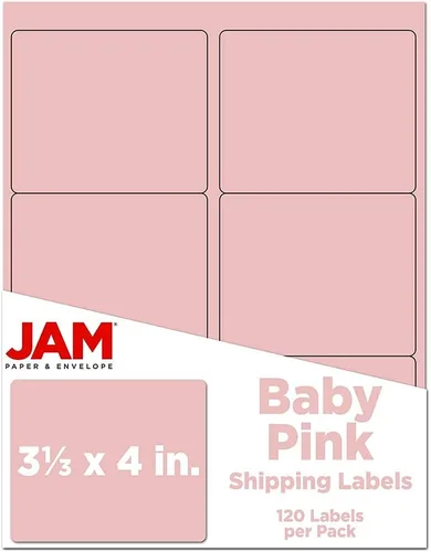 Vista 20 de Etiquetas de dirección de envío JAM PAPER - Rectangular - 1 1/3 x 4 - Rosa bebé pastel - 126/Paquete